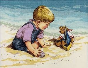 029-0057-Janlynn "С мишкой на пляже" 35х27,3 см