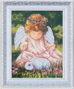 Б-094-Магия Канвы "Ангел с кроликом" 24,5х32,5 см
