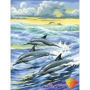 АЖ-1062 "Семья дельфинов" 30х39 см