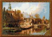 1189-Риолис "Амстердам. Старая церковь и церковь Св.Никоаля Чудотворца"  54x40 см