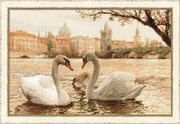1364-Риолис "Лебеди. Прага" 45х30 см