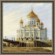 1371-Риолис "Москва. Храм Христа Спасителя" 40х40 см