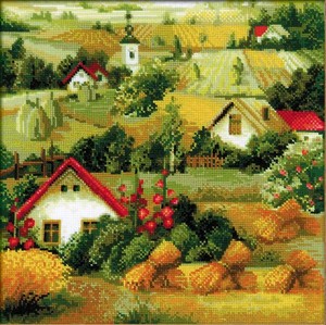 1569-Риолис "Сербский пейзаж" 40х40 см