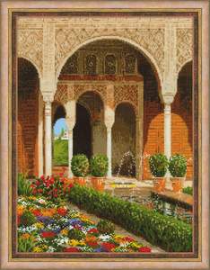1579-Риолис "Двор ручья.Дворец Хенералифе" 30х40 см