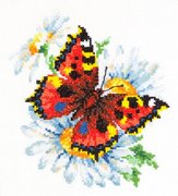 42-11-Чудесная игла "Бабочка и ромашки" 17х18см