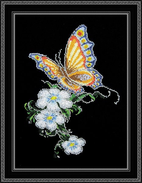 452-Овен  "Бабочка на цветке" 20х28 см