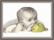 511-Овен  "Малыш с яблоком" 30х20 см