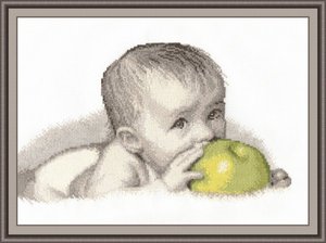 511-Овен  "Малыш с яблоком" 30х20 см