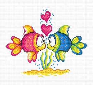 732-Овен "Влюбленные рыбки" 18х15 см