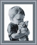 551-Овен  "Малыш с котенком" 20х32 см