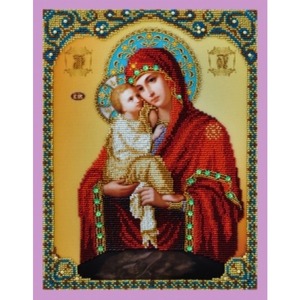 Р-187-Картины Бисером "Богородица "Почаевская" 21,5х28,5 см