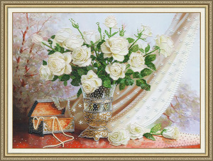 РТ099-Золотое Руно "Белые розы" 36х50 см