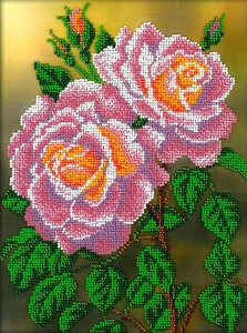 B-112-Вышиваем бисером "Розовые розы" 19,5x26,5 см