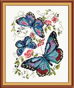 42-03-Чудесная игла "Синие бабочки"  14х18см