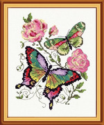 42-04-Чудесная игла "Бабочки и розы"  14х18см