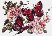 42-06-Чудесная игла "Пионы и бабочки" 27x20 см