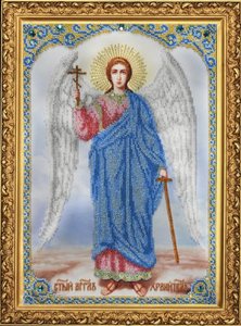 Р-081-Картины Бисером "Икона Ангела Хранителя" 25х36 см